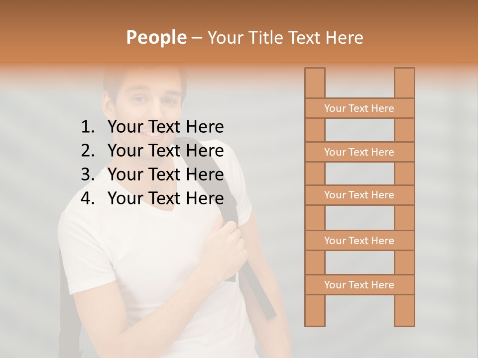 A Man With A Backpack Is Smiling For The Camera PowerPoint Template