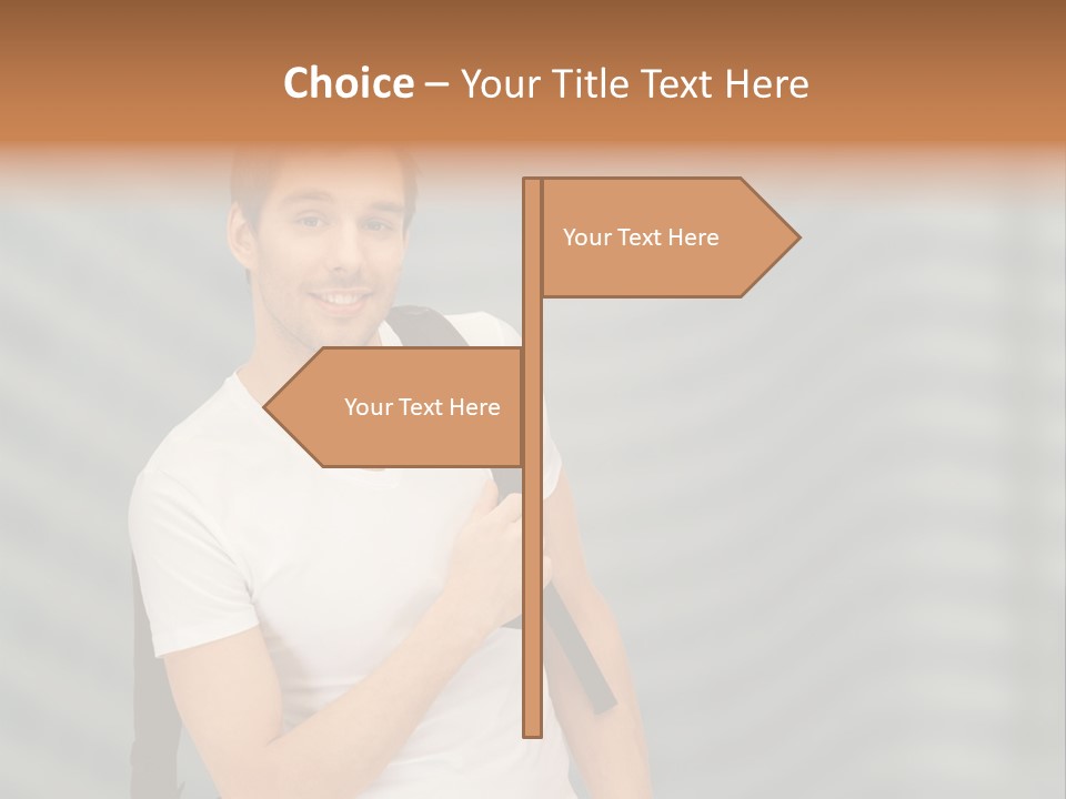 A Man With A Backpack Is Smiling For The Camera PowerPoint Template