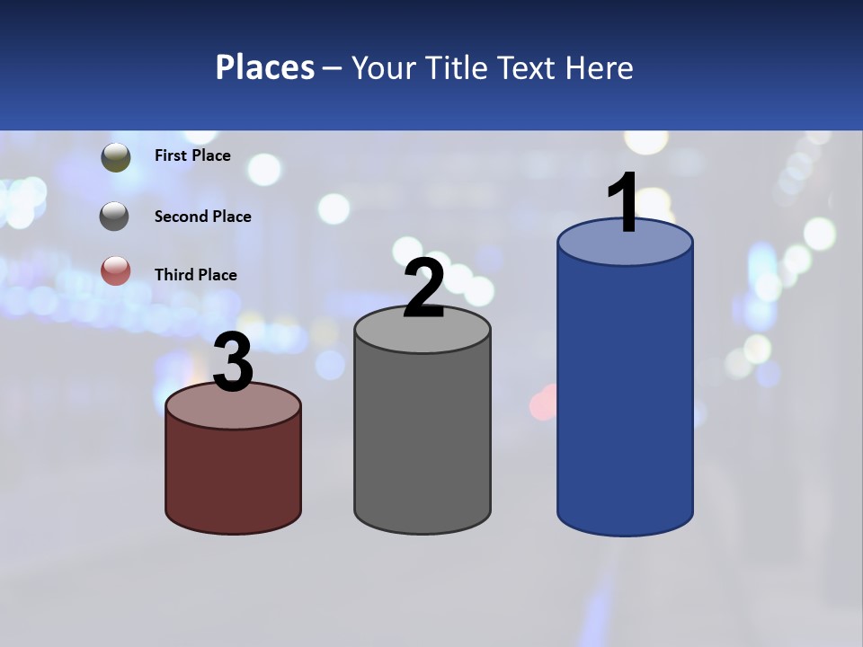 A Blurry Photo Of A City Street At Night PowerPoint Template