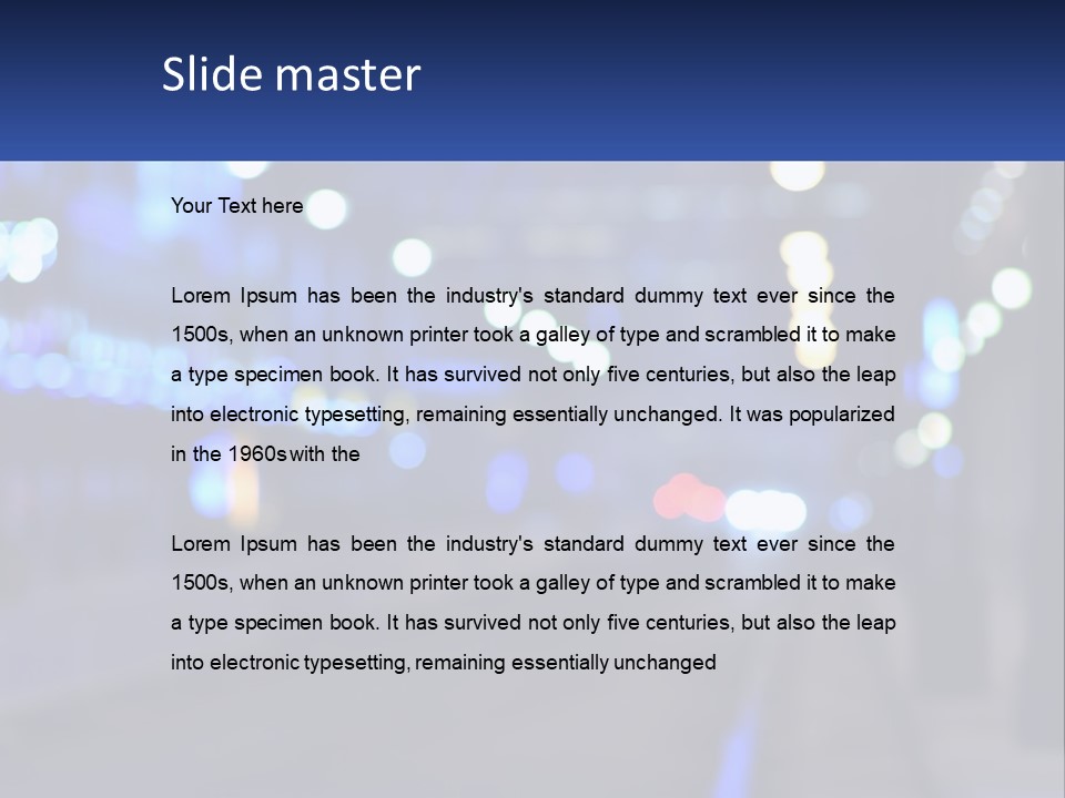 A Blurry Photo Of A City Street At Night PowerPoint Template