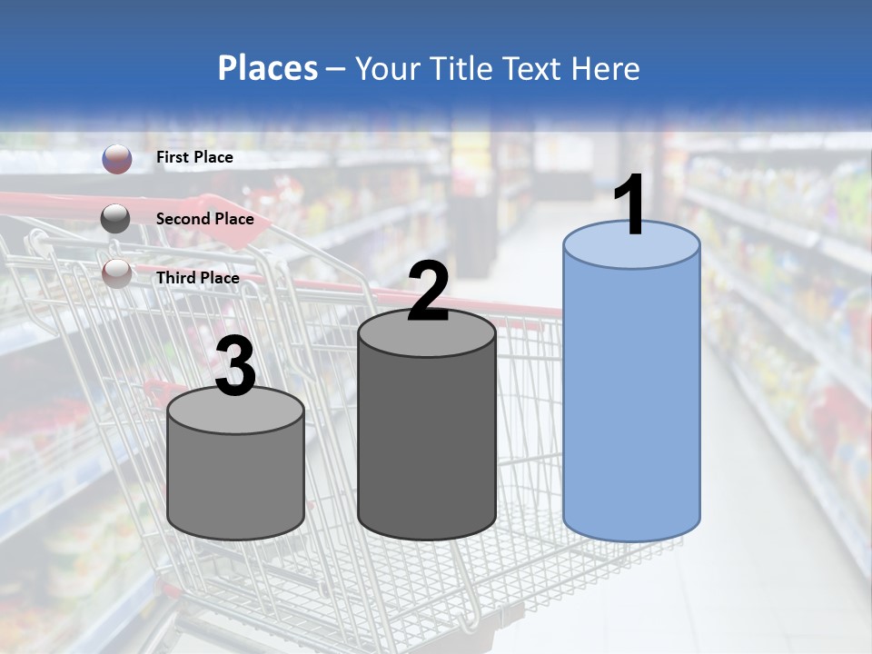 A Shopping Cart In A Grocery Store Aisle PowerPoint Template