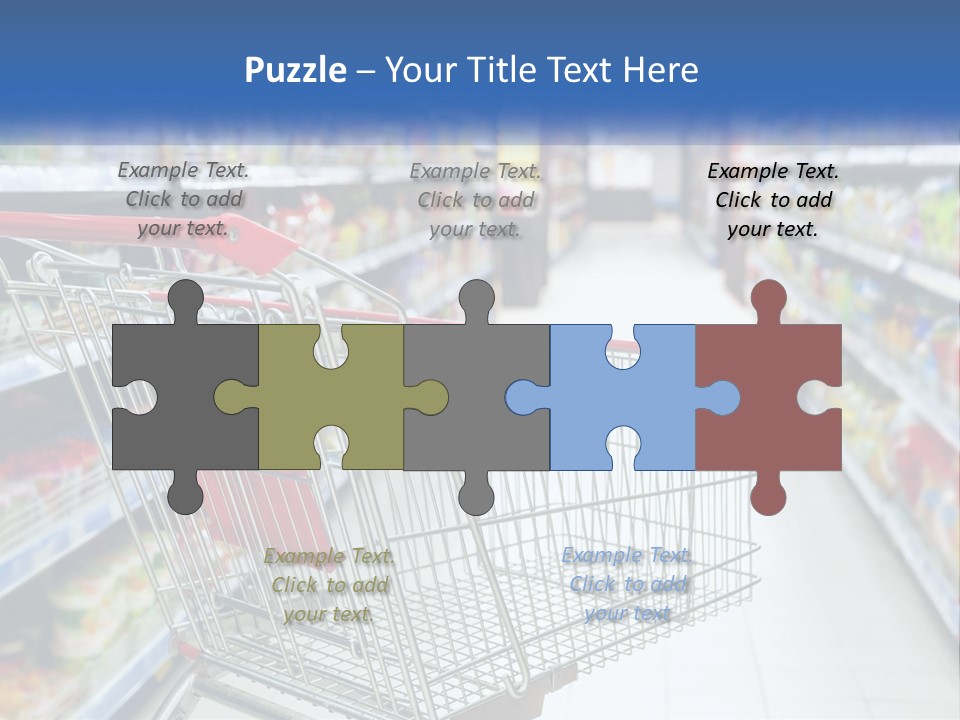 A Shopping Cart In A Grocery Store Aisle PowerPoint Template