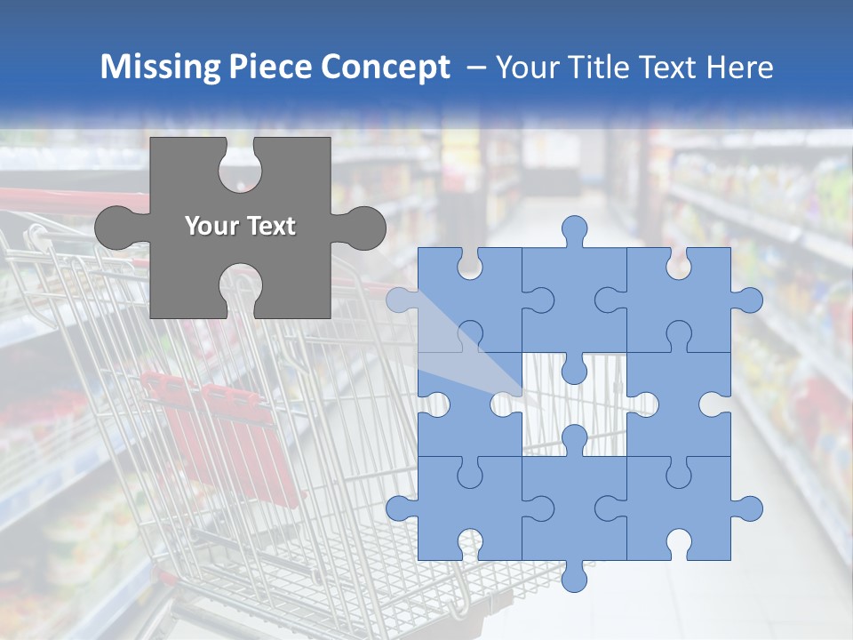 A Shopping Cart In A Grocery Store Aisle PowerPoint Template