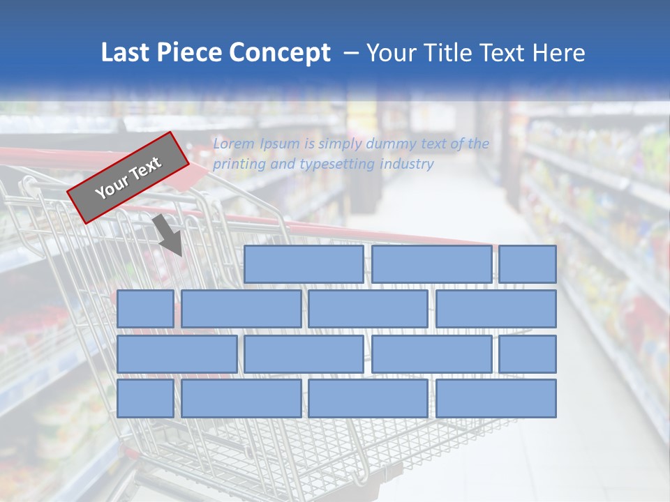 A Shopping Cart In A Grocery Store Aisle PowerPoint Template