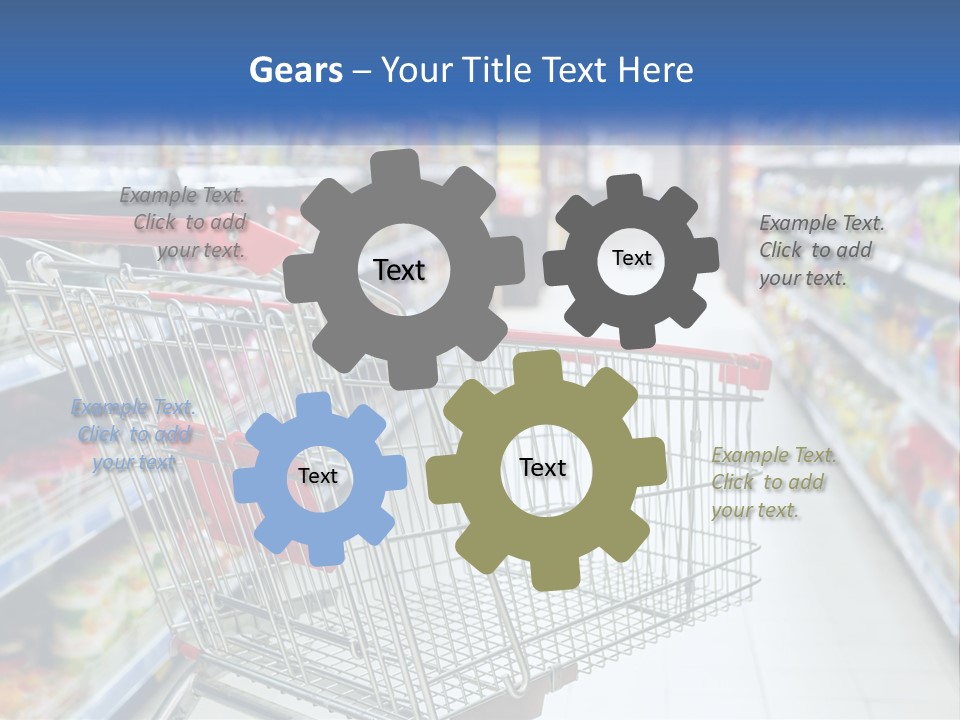 A Shopping Cart In A Grocery Store Aisle PowerPoint Template