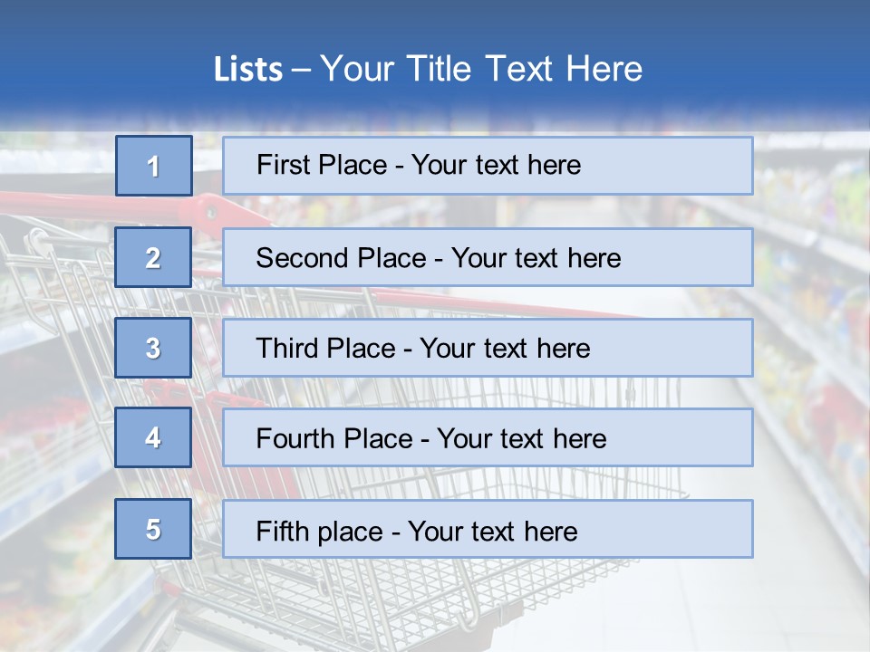 A Shopping Cart In A Grocery Store Aisle PowerPoint Template