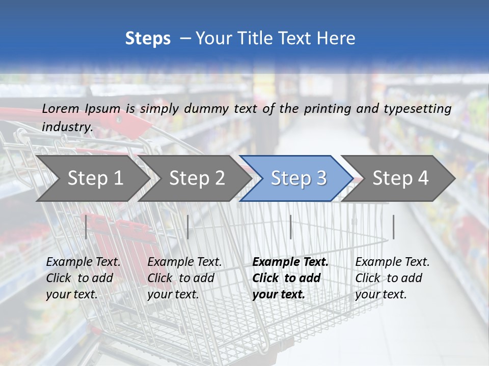 A Shopping Cart In A Grocery Store Aisle PowerPoint Template