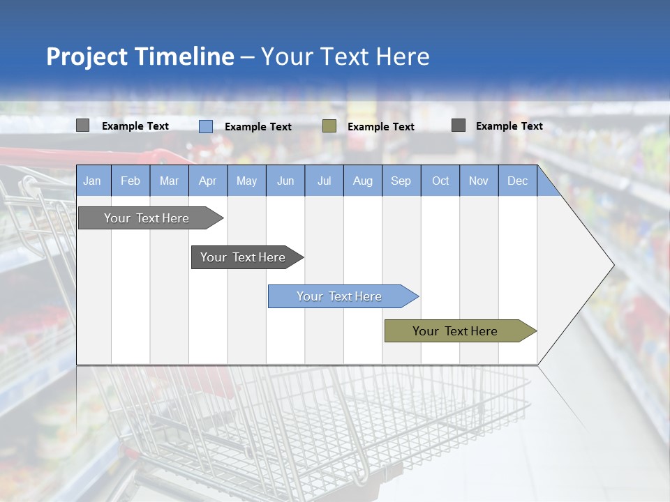 A Shopping Cart In A Grocery Store Aisle PowerPoint Template