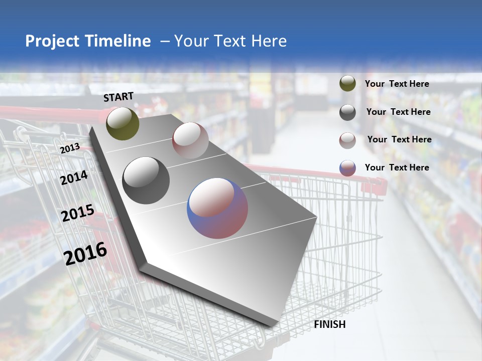 A Shopping Cart In A Grocery Store Aisle PowerPoint Template