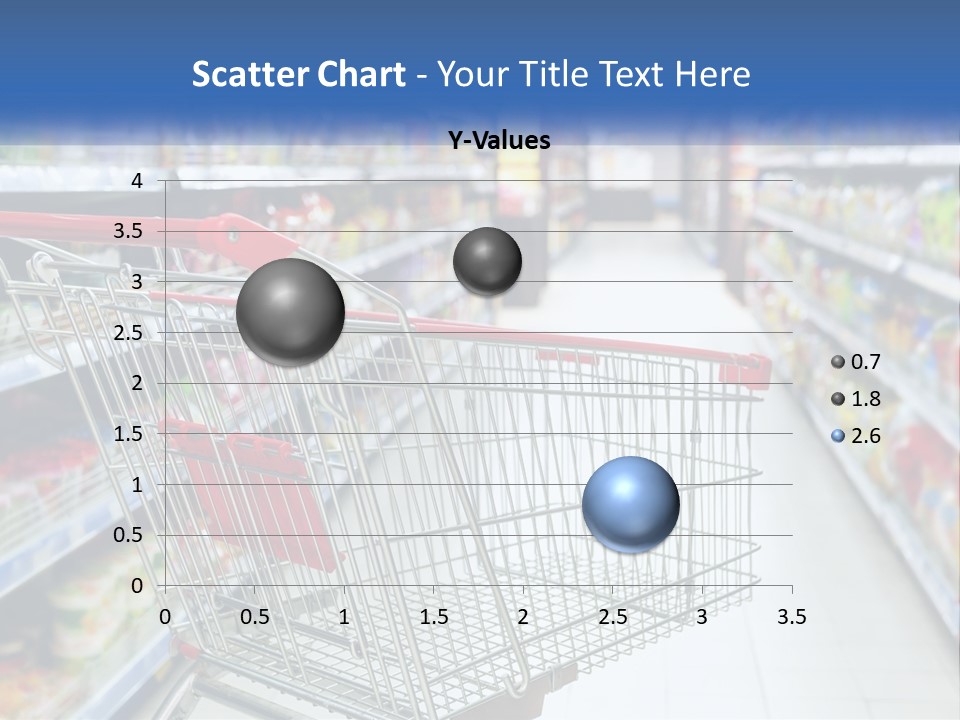 A Shopping Cart In A Grocery Store Aisle PowerPoint Template