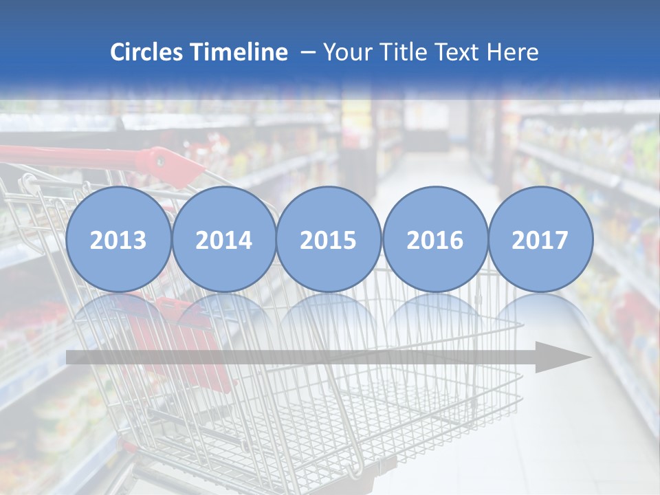 A Shopping Cart In A Grocery Store Aisle PowerPoint Template