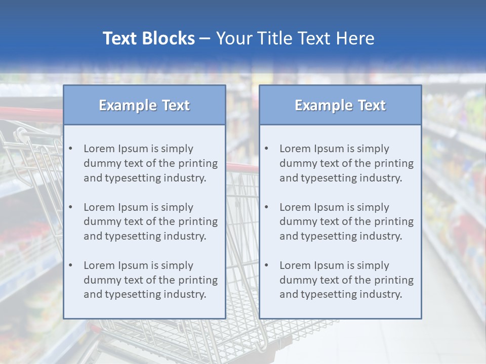 A Shopping Cart In A Grocery Store Aisle PowerPoint Template