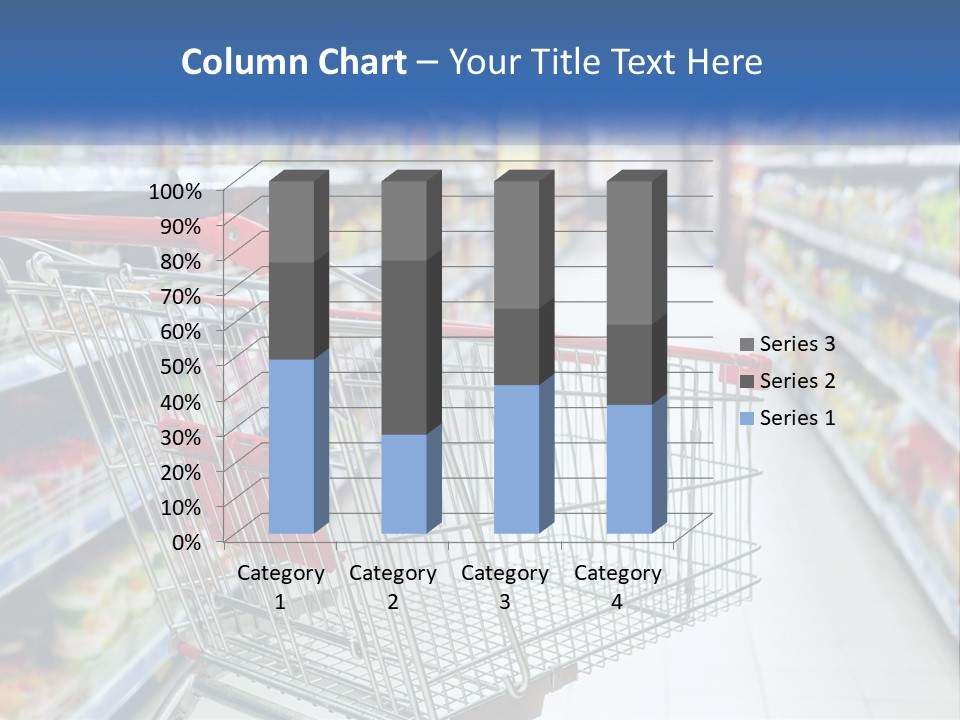 A Shopping Cart In A Grocery Store Aisle PowerPoint Template