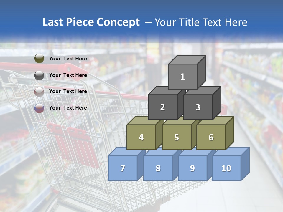 A Shopping Cart In A Grocery Store Aisle PowerPoint Template