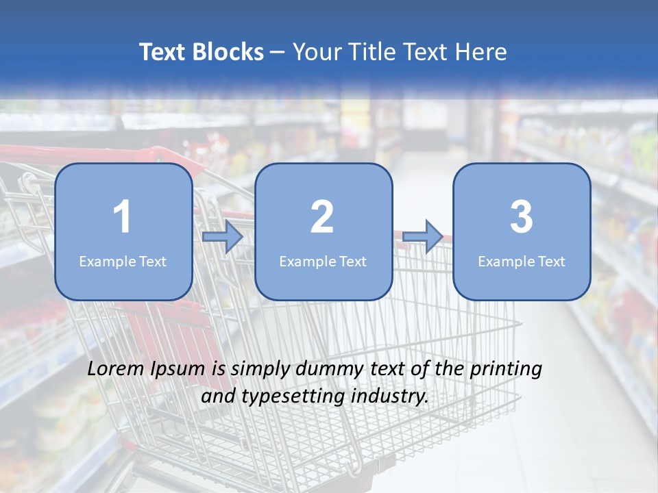 A Shopping Cart In A Grocery Store Aisle PowerPoint Template