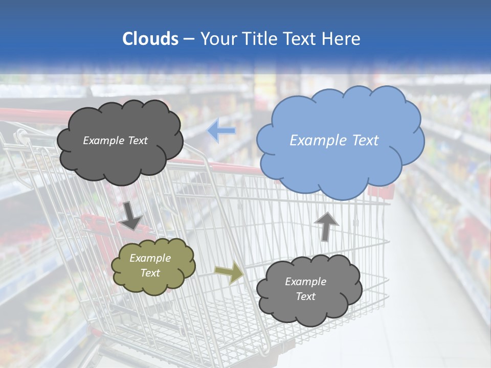A Shopping Cart In A Grocery Store Aisle PowerPoint Template