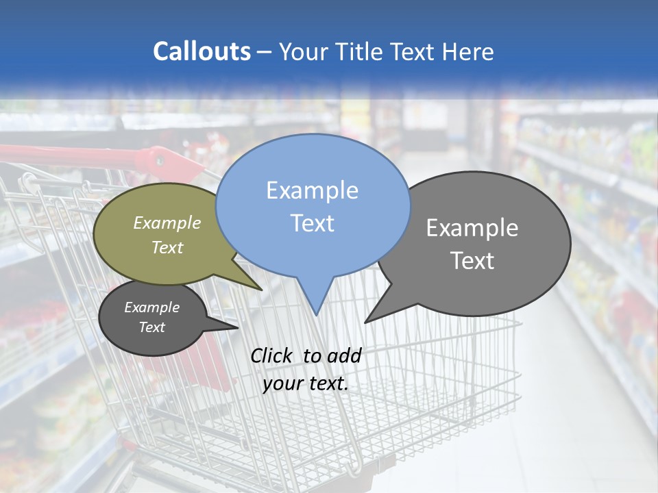 A Shopping Cart In A Grocery Store Aisle PowerPoint Template