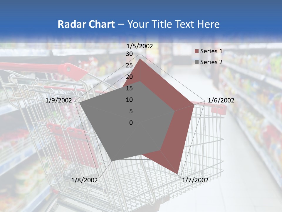 A Shopping Cart In A Grocery Store Aisle PowerPoint Template