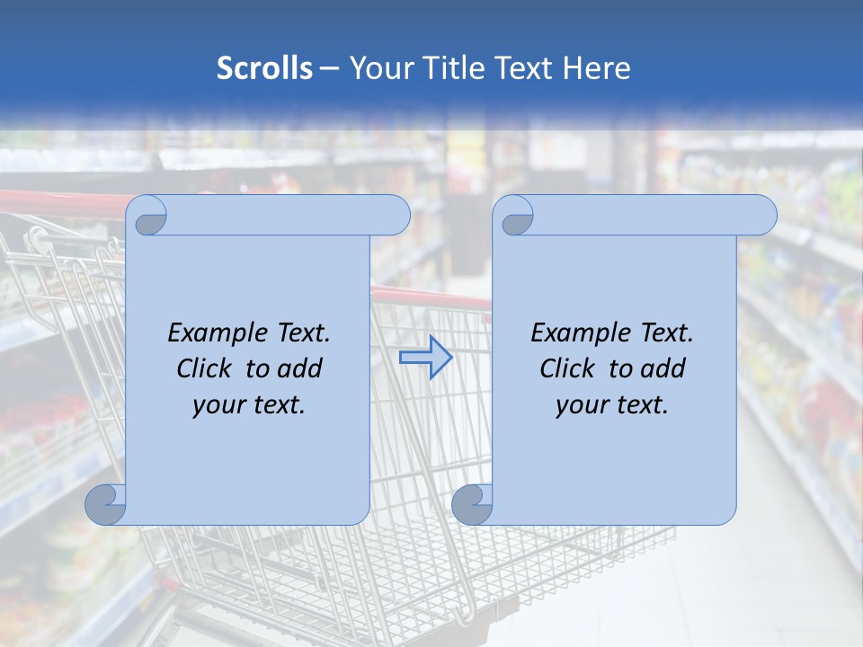 A Shopping Cart In A Grocery Store Aisle PowerPoint Template