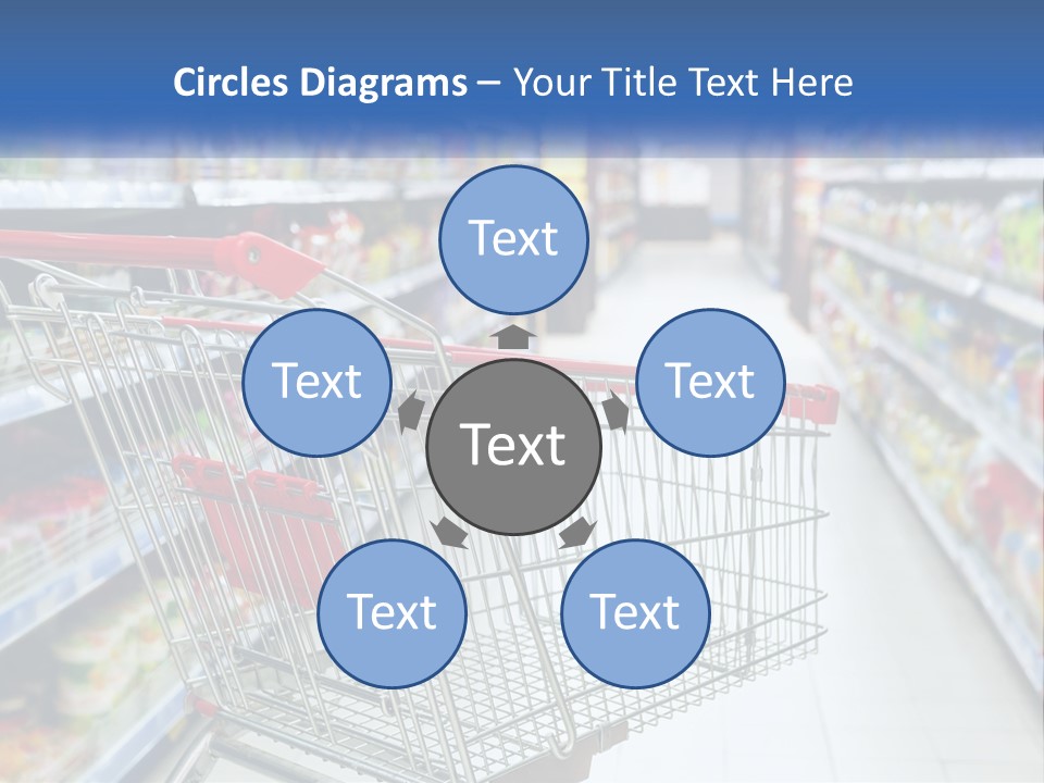 A Shopping Cart In A Grocery Store Aisle PowerPoint Template