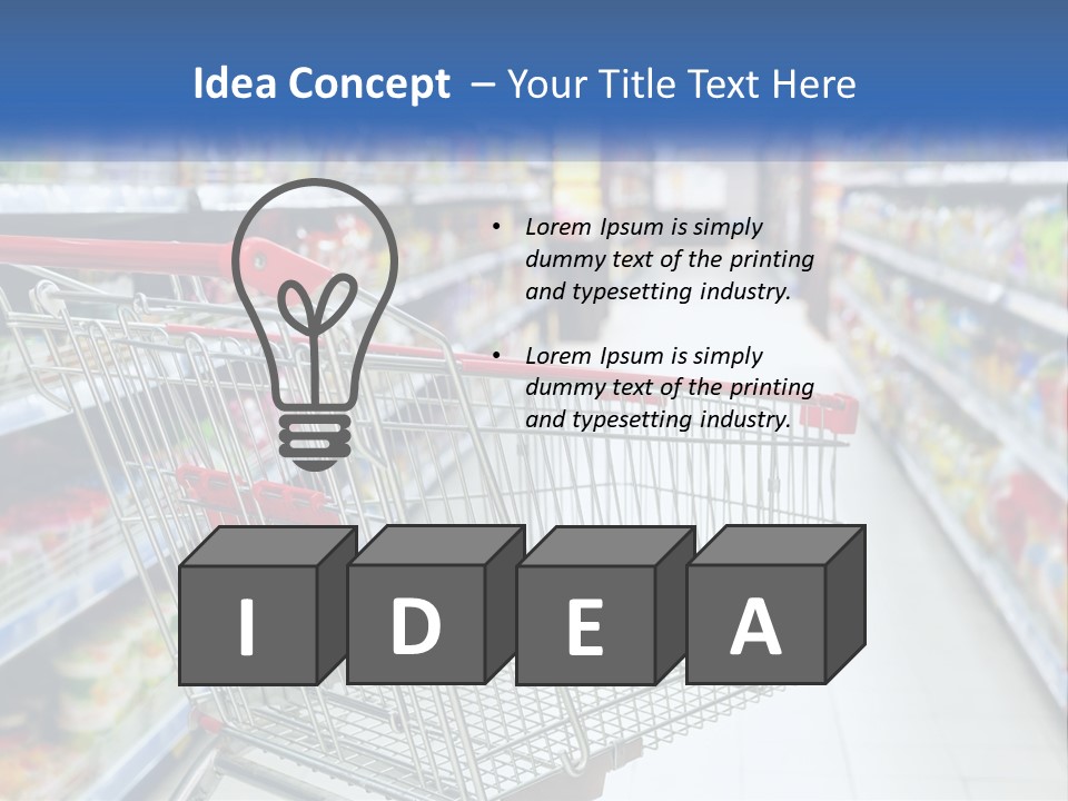 A Shopping Cart In A Grocery Store Aisle PowerPoint Template