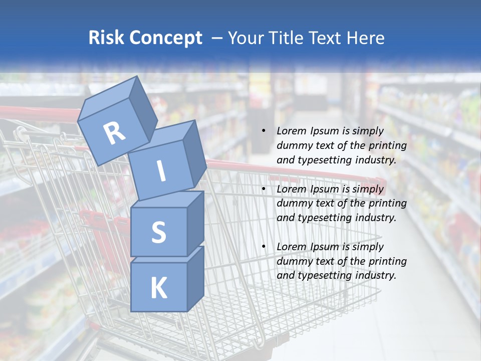 A Shopping Cart In A Grocery Store Aisle PowerPoint Template