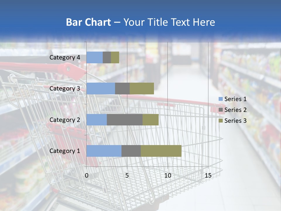 A Shopping Cart In A Grocery Store Aisle PowerPoint Template