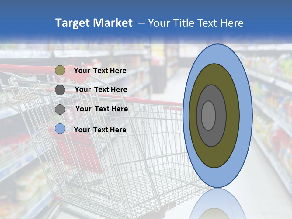 A Shopping Cart In A Grocery Store Aisle PowerPoint Template