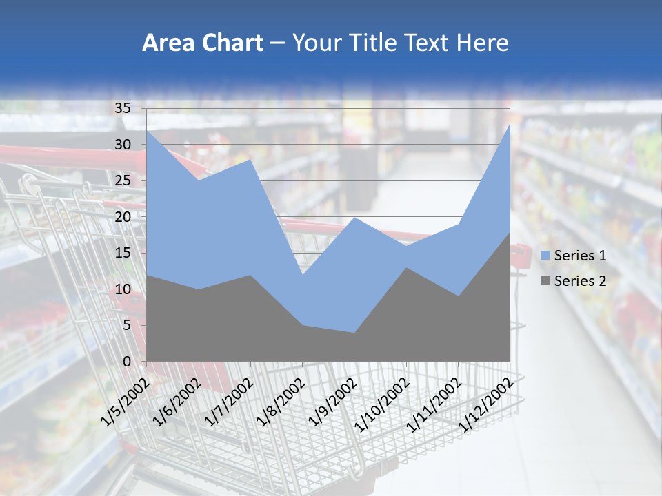 A Shopping Cart In A Grocery Store Aisle PowerPoint Template
