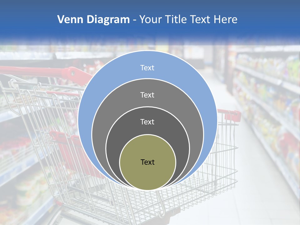A Shopping Cart In A Grocery Store Aisle PowerPoint Template