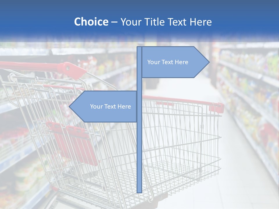 A Shopping Cart In A Grocery Store Aisle PowerPoint Template