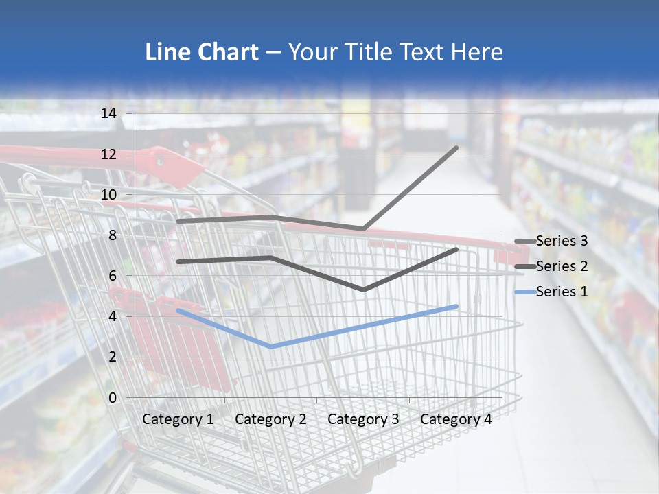 A Shopping Cart In A Grocery Store Aisle PowerPoint Template