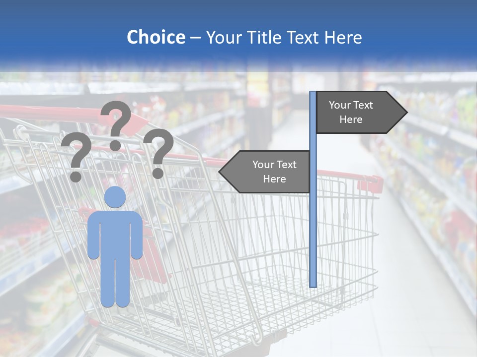 A Shopping Cart In A Grocery Store Aisle PowerPoint Template