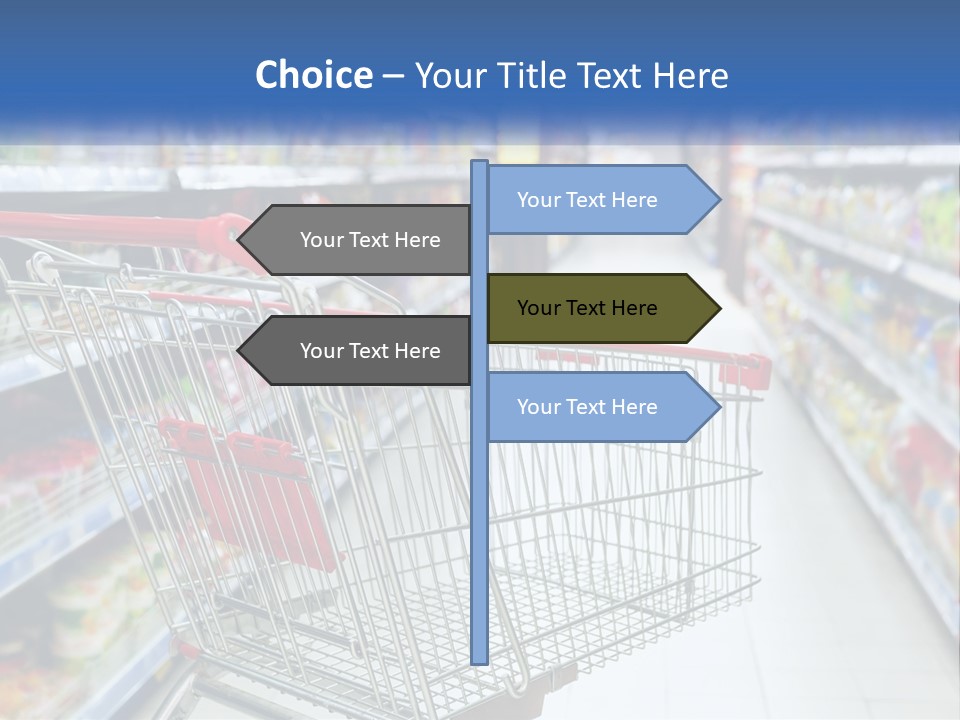A Shopping Cart In A Grocery Store Aisle PowerPoint Template