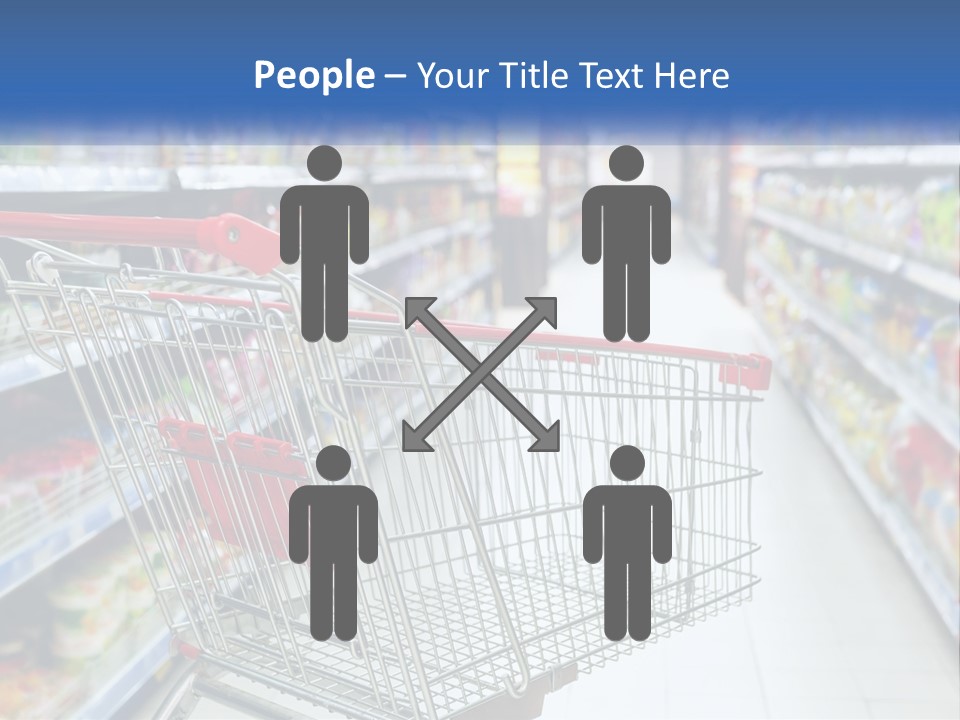A Shopping Cart In A Grocery Store Aisle PowerPoint Template