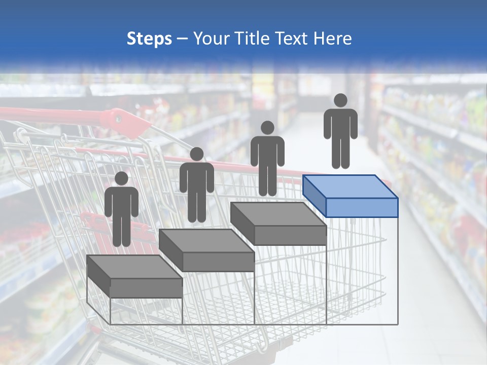 A Shopping Cart In A Grocery Store Aisle PowerPoint Template