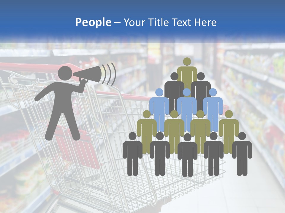 A Shopping Cart In A Grocery Store Aisle PowerPoint Template