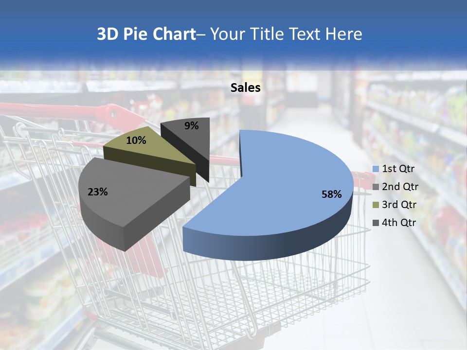 A Shopping Cart In A Grocery Store Aisle PowerPoint Template