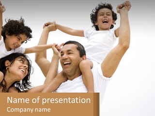 A Group Of People With Arms In The Air PowerPoint Template