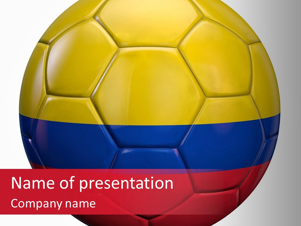 A Soccer Ball With The Colors Of The Flag Of Colombia PowerPoint Template