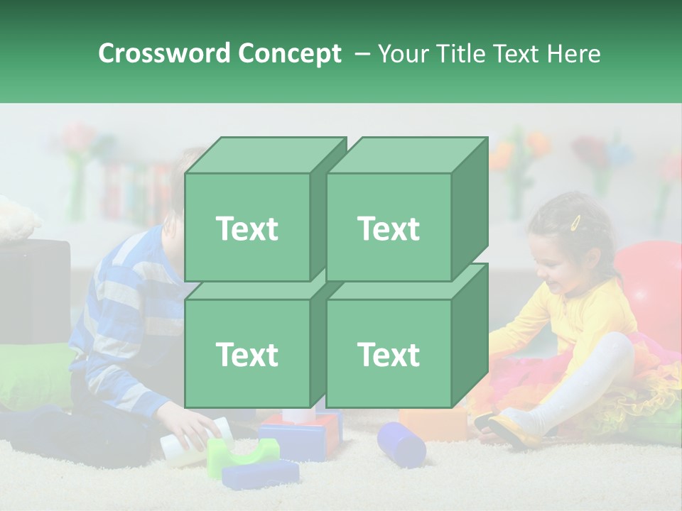 A Group Of Children Playing With Toys On The Floor PowerPoint Template