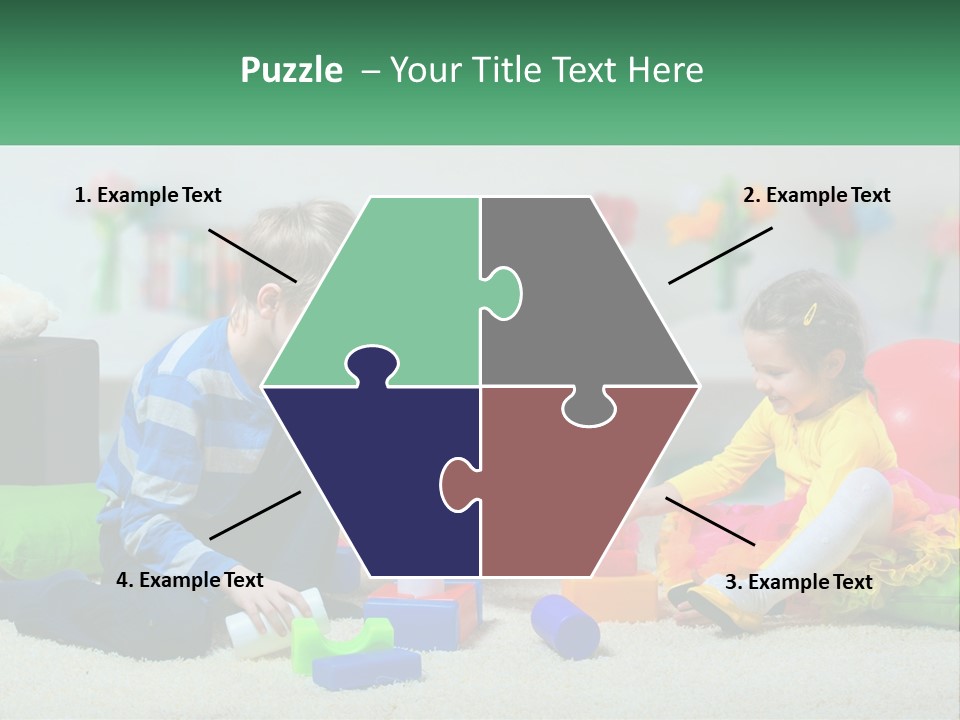 A Group Of Children Playing With Toys On The Floor PowerPoint Template