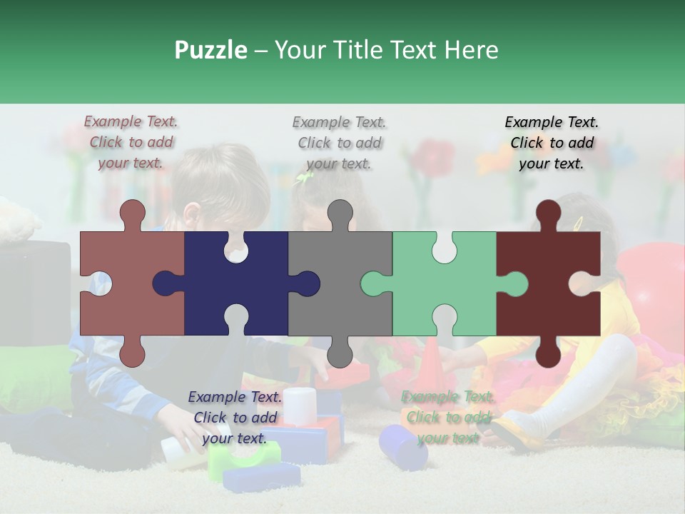 A Group Of Children Playing With Toys On The Floor PowerPoint Template