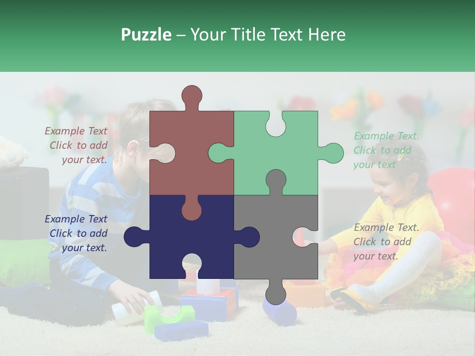 A Group Of Children Playing With Toys On The Floor PowerPoint Template