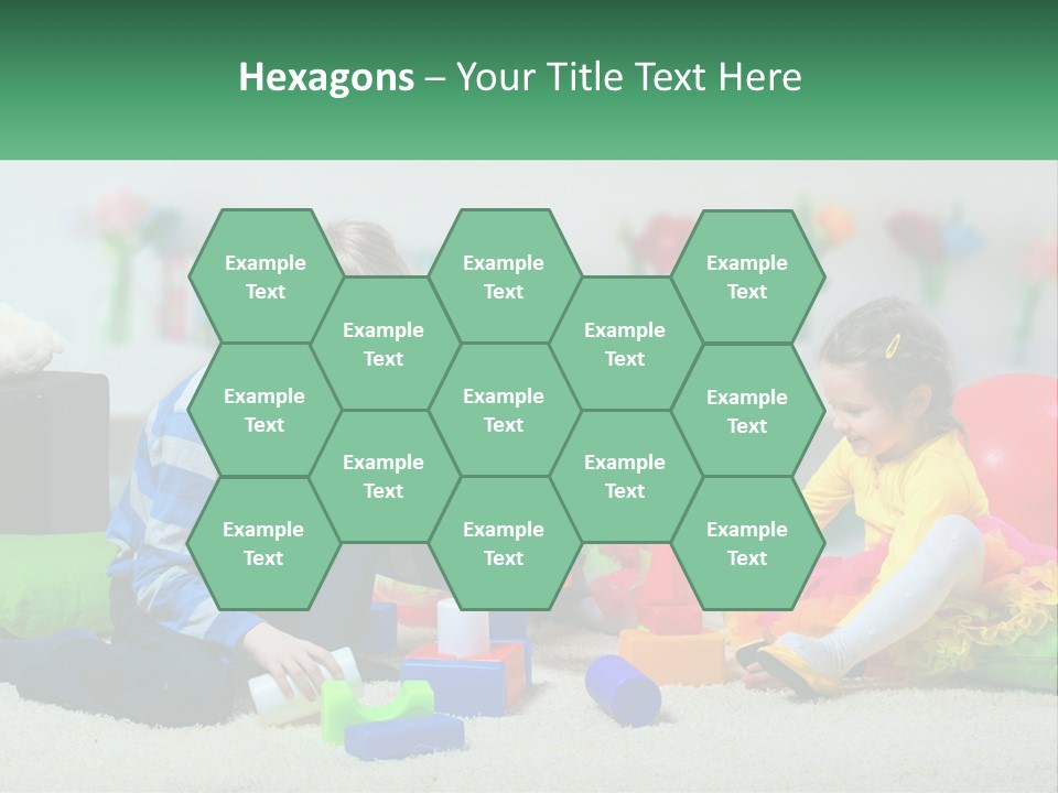 A Group Of Children Playing With Toys On The Floor PowerPoint Template