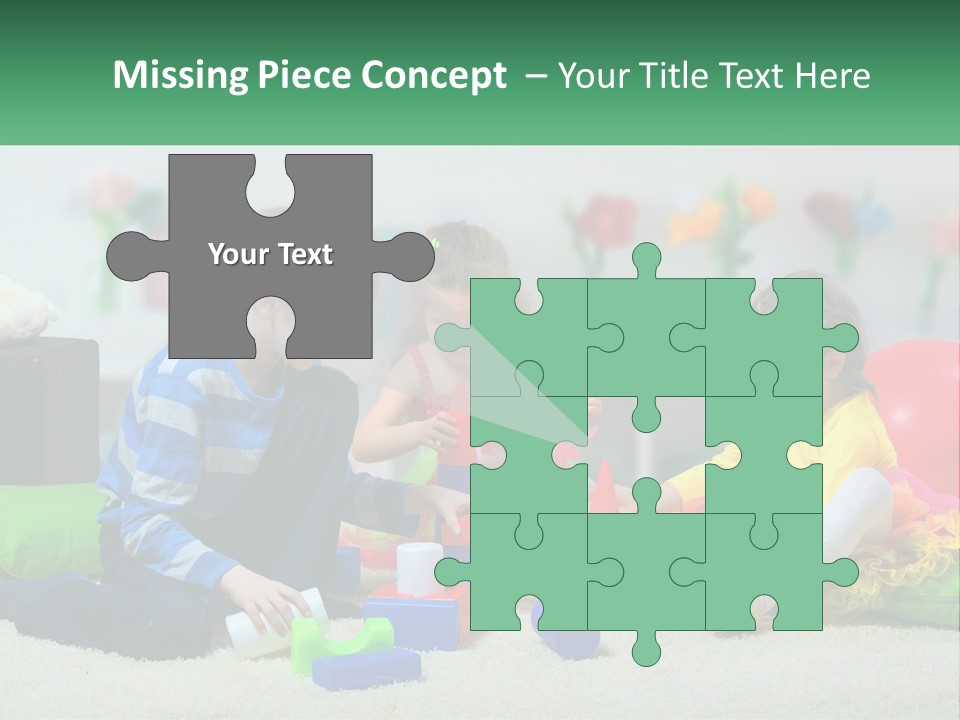 A Group Of Children Playing With Toys On The Floor PowerPoint Template