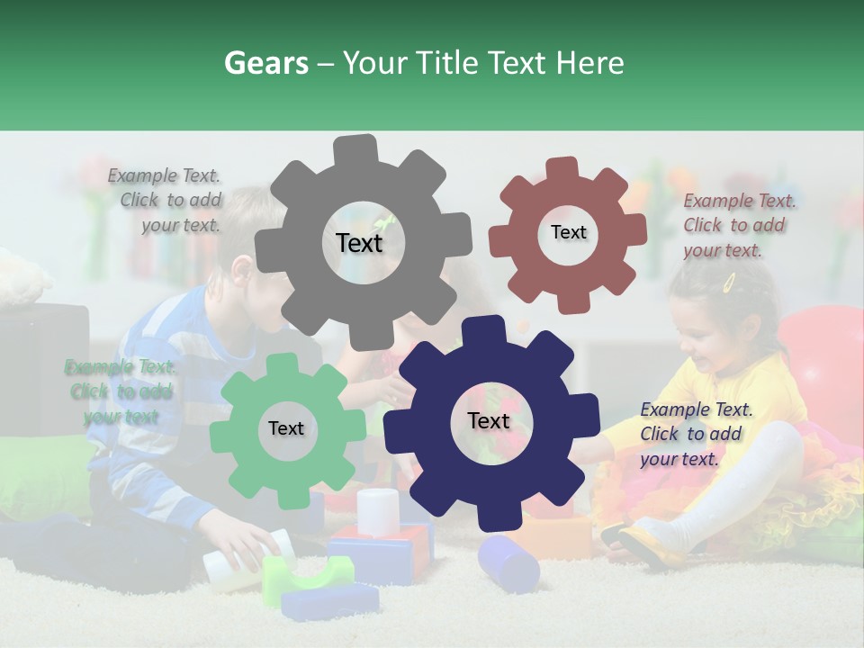 A Group Of Children Playing With Toys On The Floor PowerPoint Template