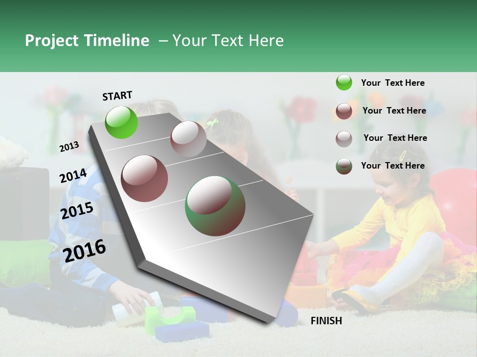 A Group Of Children Playing With Toys On The Floor PowerPoint Template