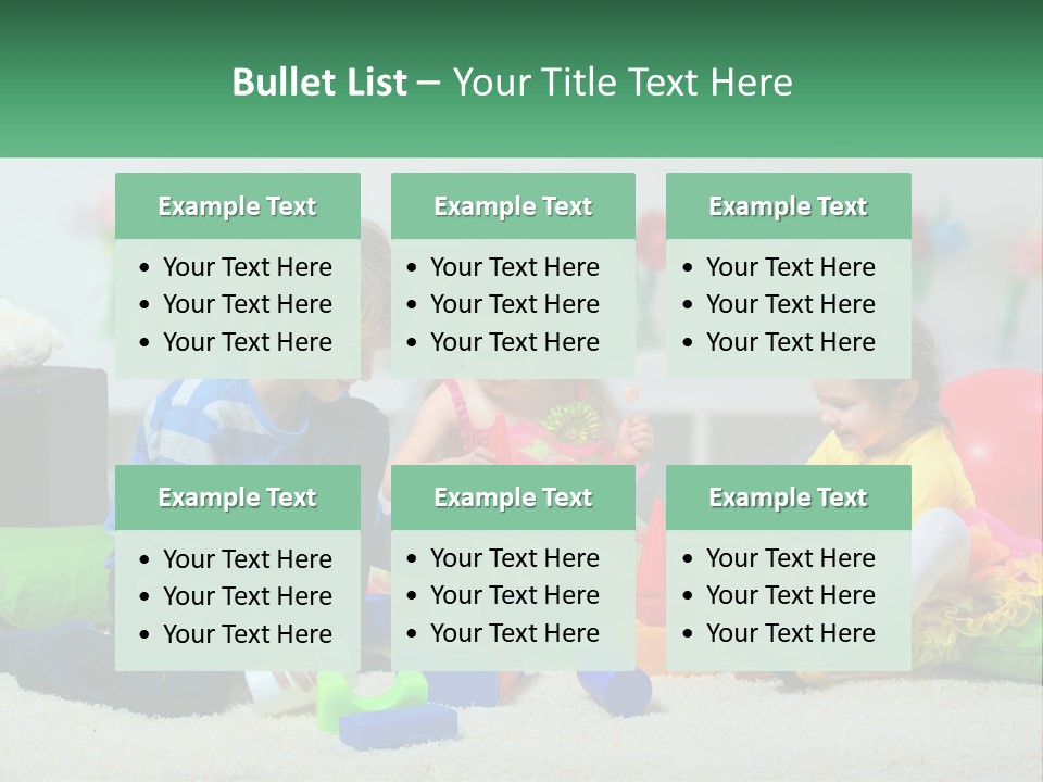 A Group Of Children Playing With Toys On The Floor PowerPoint Template