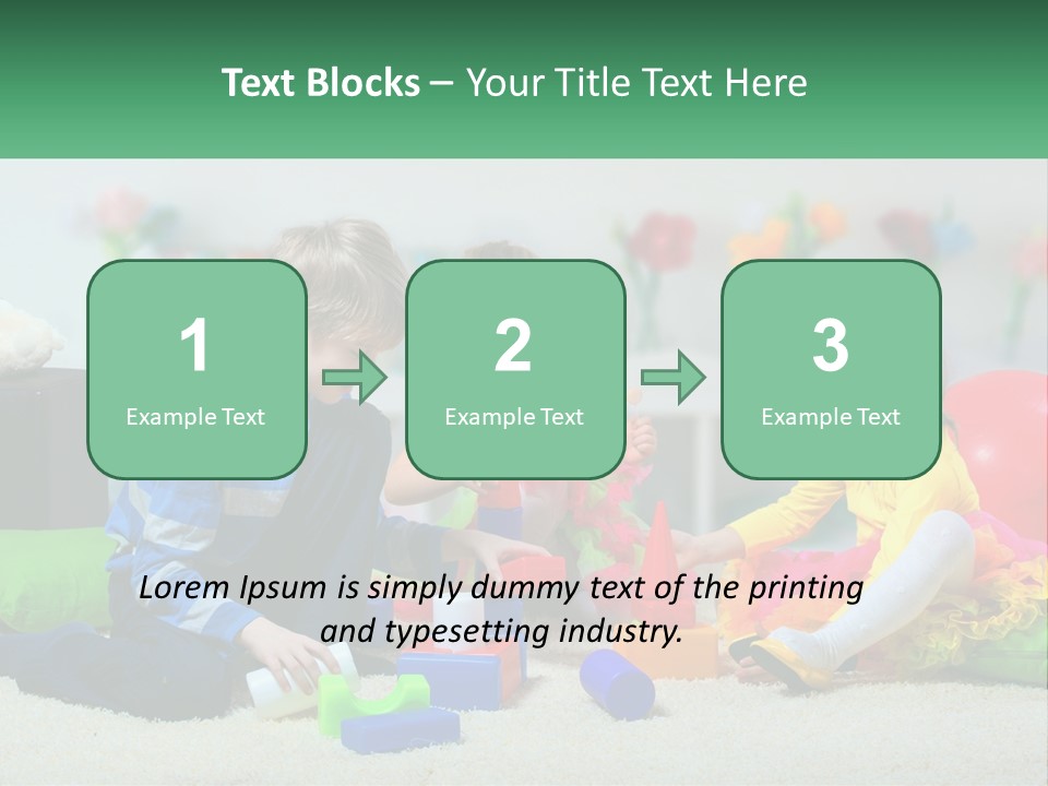 A Group Of Children Playing With Toys On The Floor PowerPoint Template